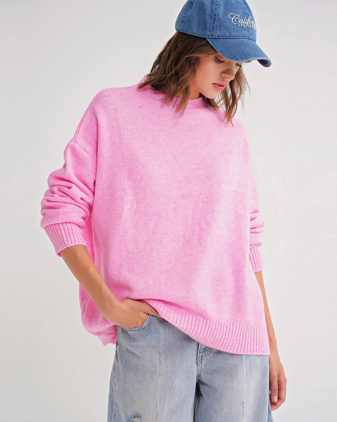 Oversize Bisiklet Yaka Uzun Kazak Koleksiyonu