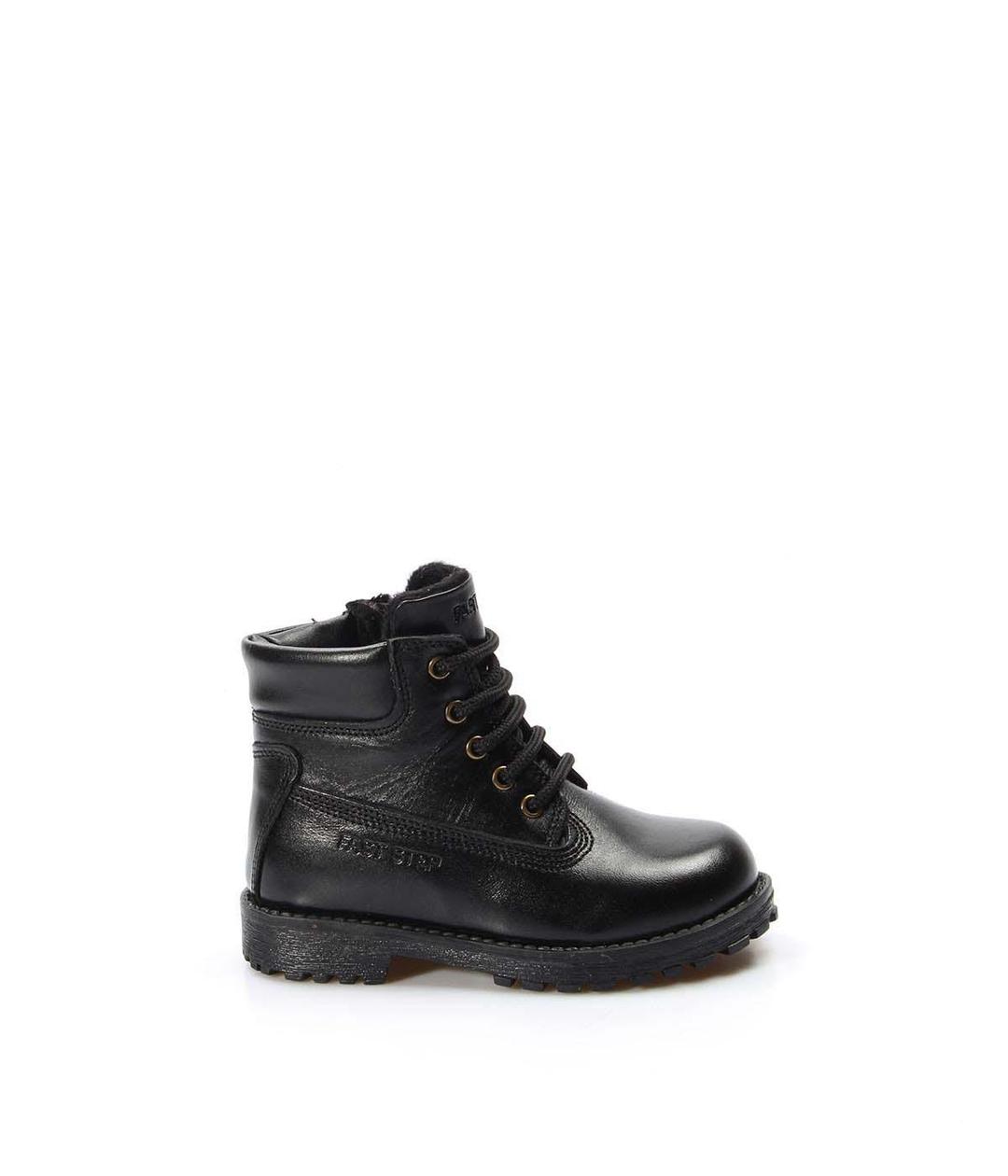 Genuine Leather Black Unisex Child Worker Boot 006SPA1002