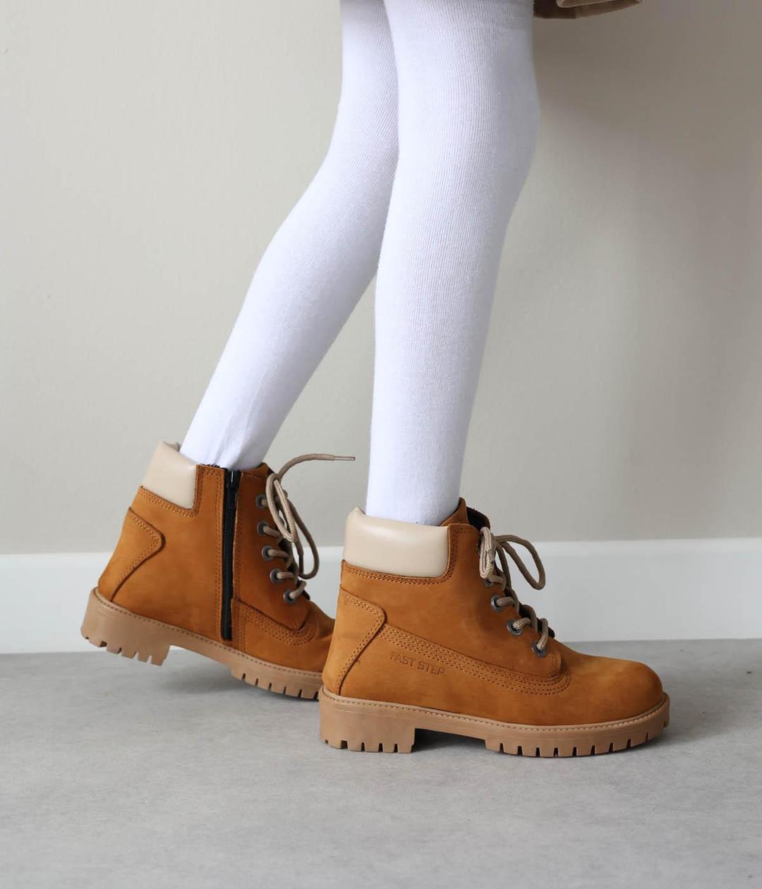 Genuine Leather Gingery Nubuck Unisex Child Worker Boot 006SPA1002