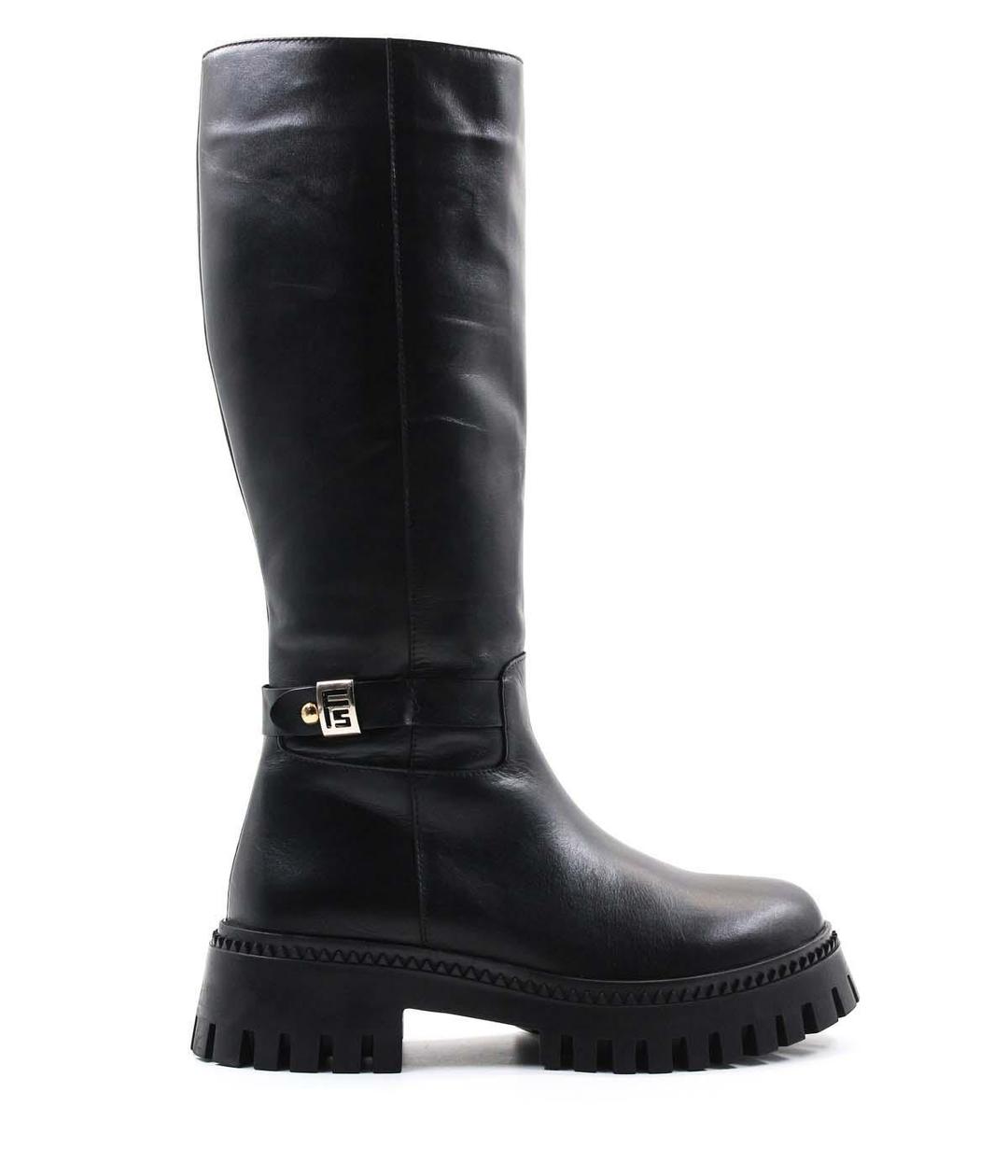 Genuine Leather Furry Black Woman Above Knee Boot 010KZA8501