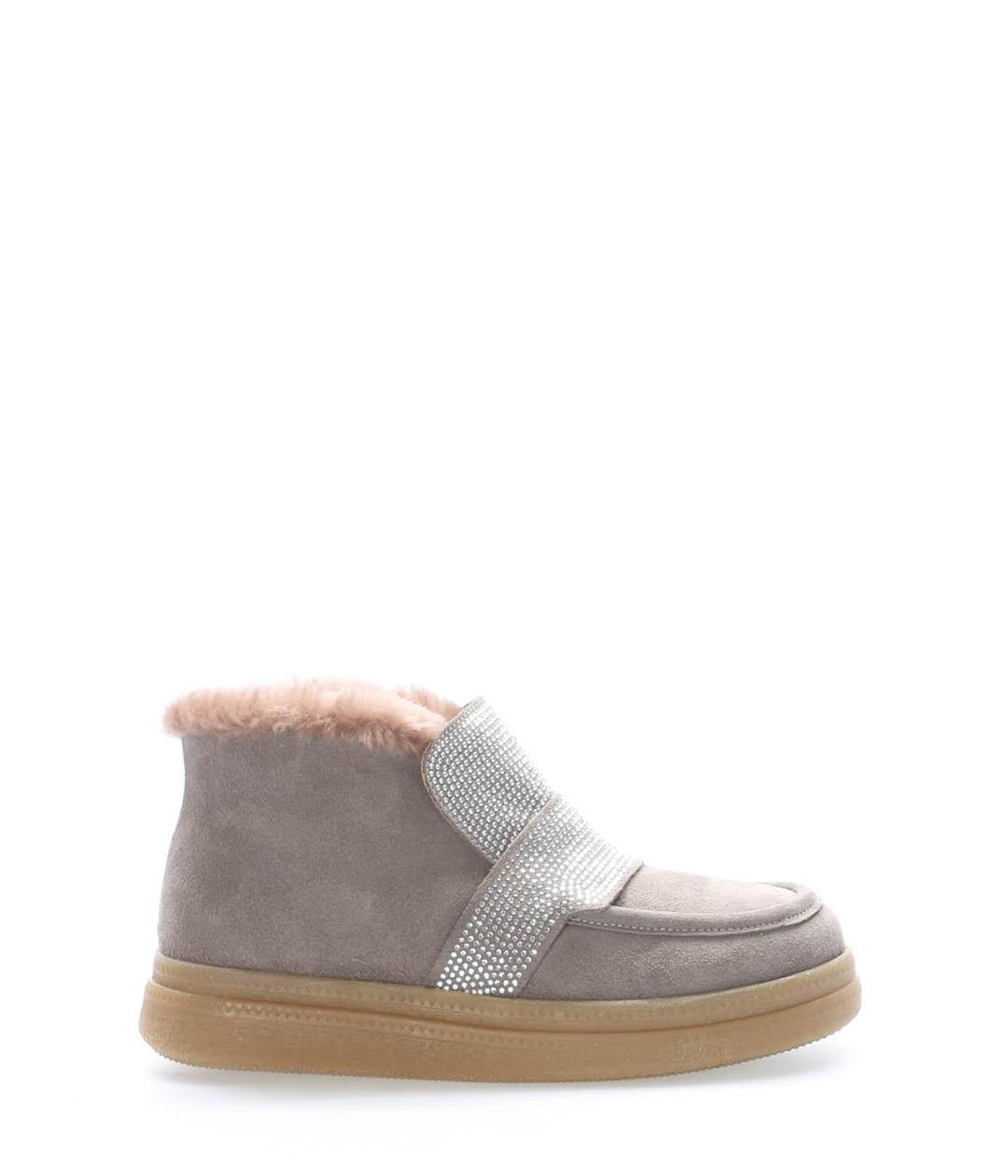 Шкіра Натуральне Хутро Темно-бежеві Жіночі Високій Підошві Черевики 010KZA8658