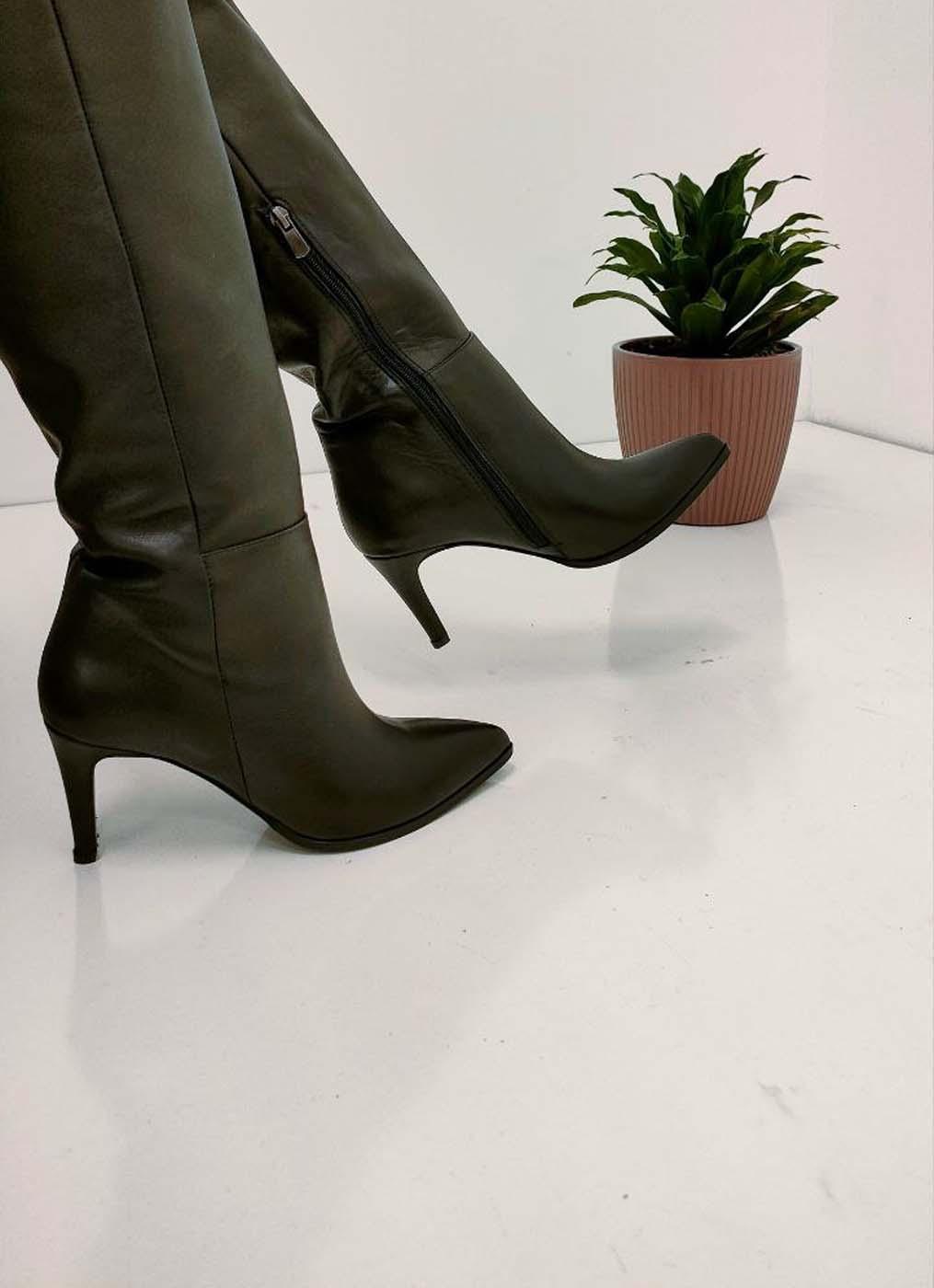 Кожа Черный Женская Классический Сапоги 019DZA21-411