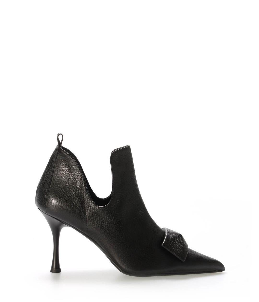 Genuine Leather Black Floter Woman Stiletto Heel Shoe 019ZA25-549