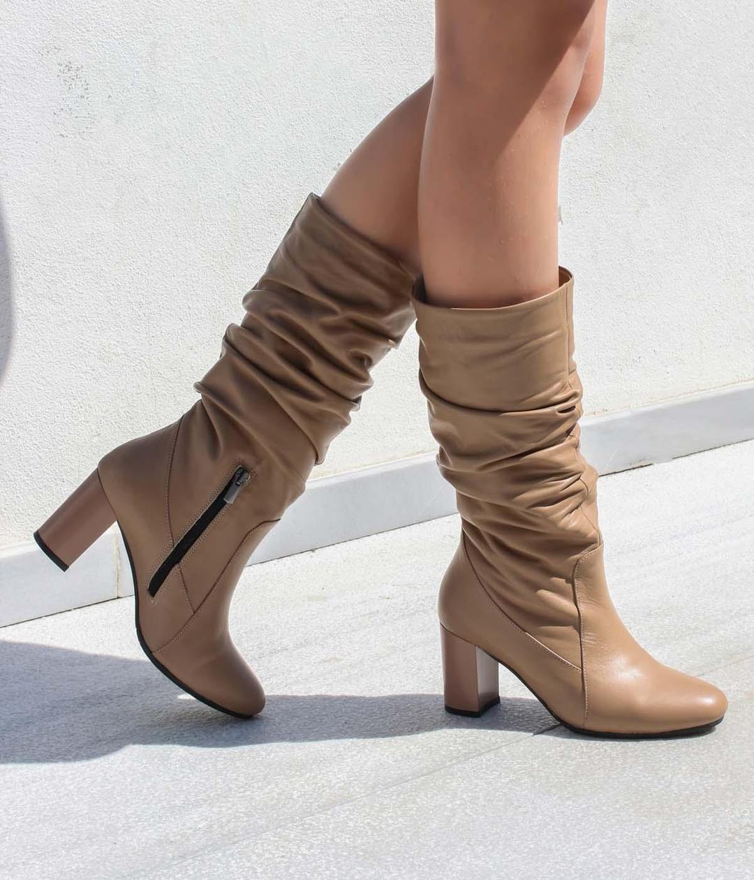 Genuine Leather Mink  Woman High Heeled Boot 064SZA602