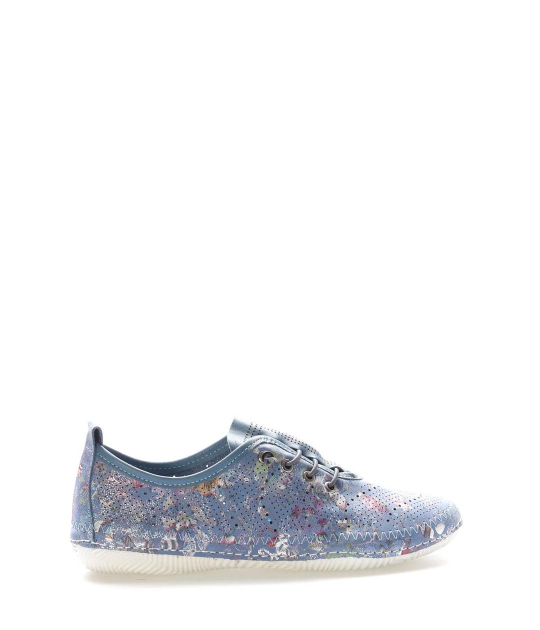 Genuine Leather Blue Flower Woman Casual Shoe 136ZA101-3