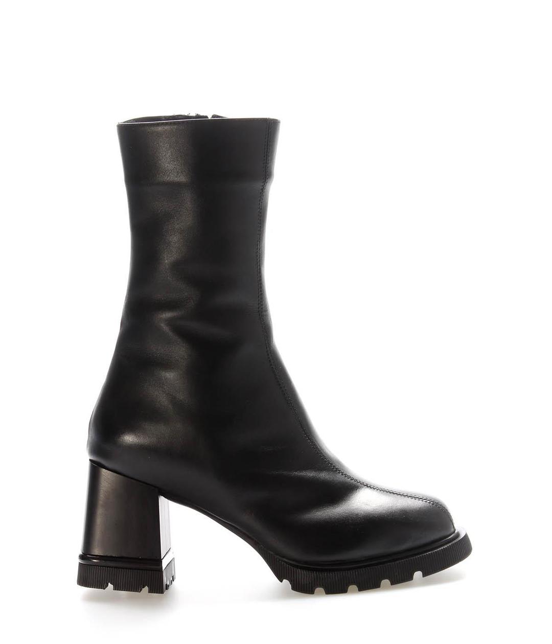 Genuine Leather Furry Black Woman Thick Heels Boot 212KZA444