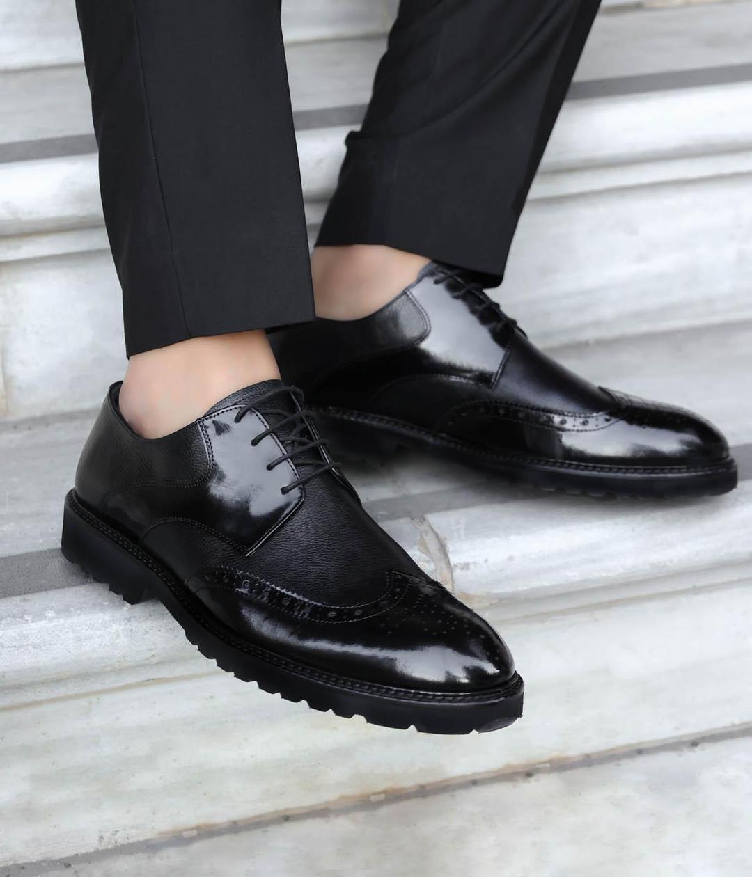 Genuine Leather Black Floter Man Classical Shoe 237MA625