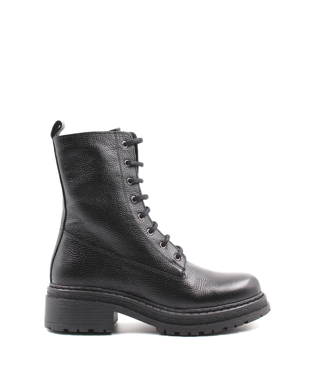 Genuine Leather Furry Black Woman Thick Base Boot 257KZA621