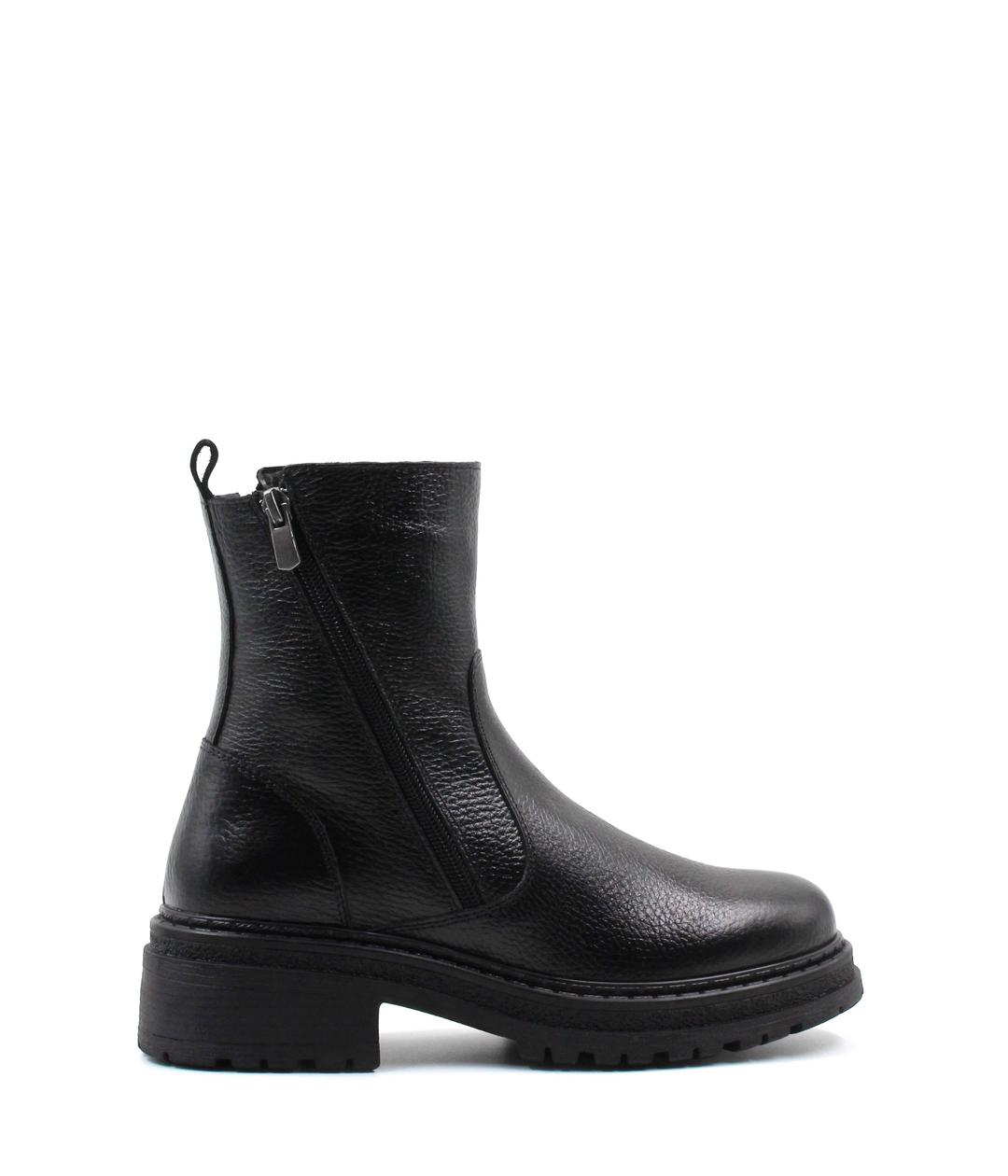 Genuine Leather Black Floter Woman Thick Base Boot 257SZA623