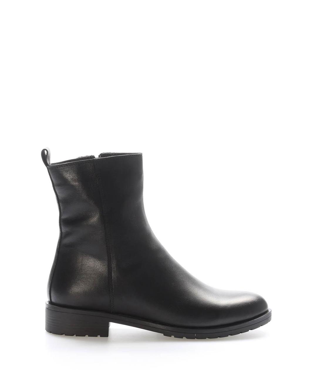 Genuine Leather Black Woman Thick Base Boot 257SZA630