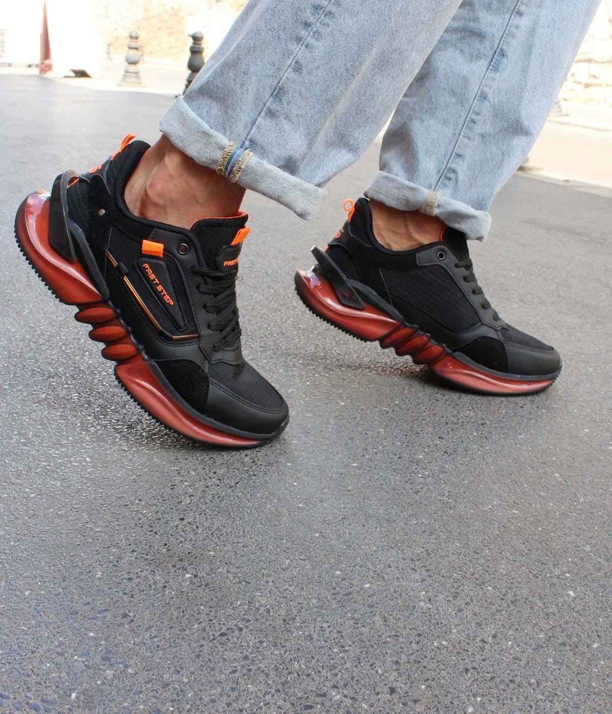 Siyah Turuncu Erkek Sneaker Ayakkabı 572MA2499