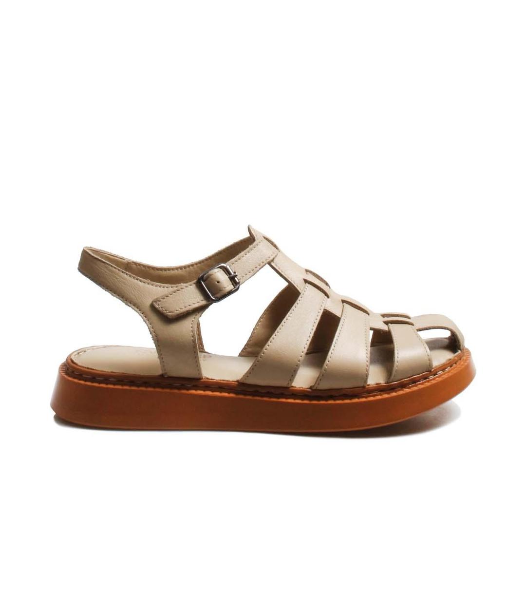 Genuine Leather Beige Woman Classical Sandals 621ZA880