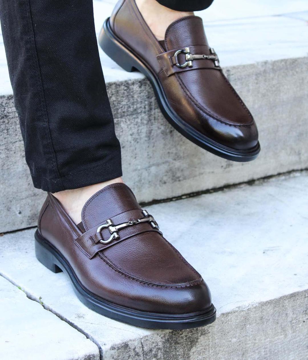 Genuine Leather Brown Man Classical Shoe 630MA309