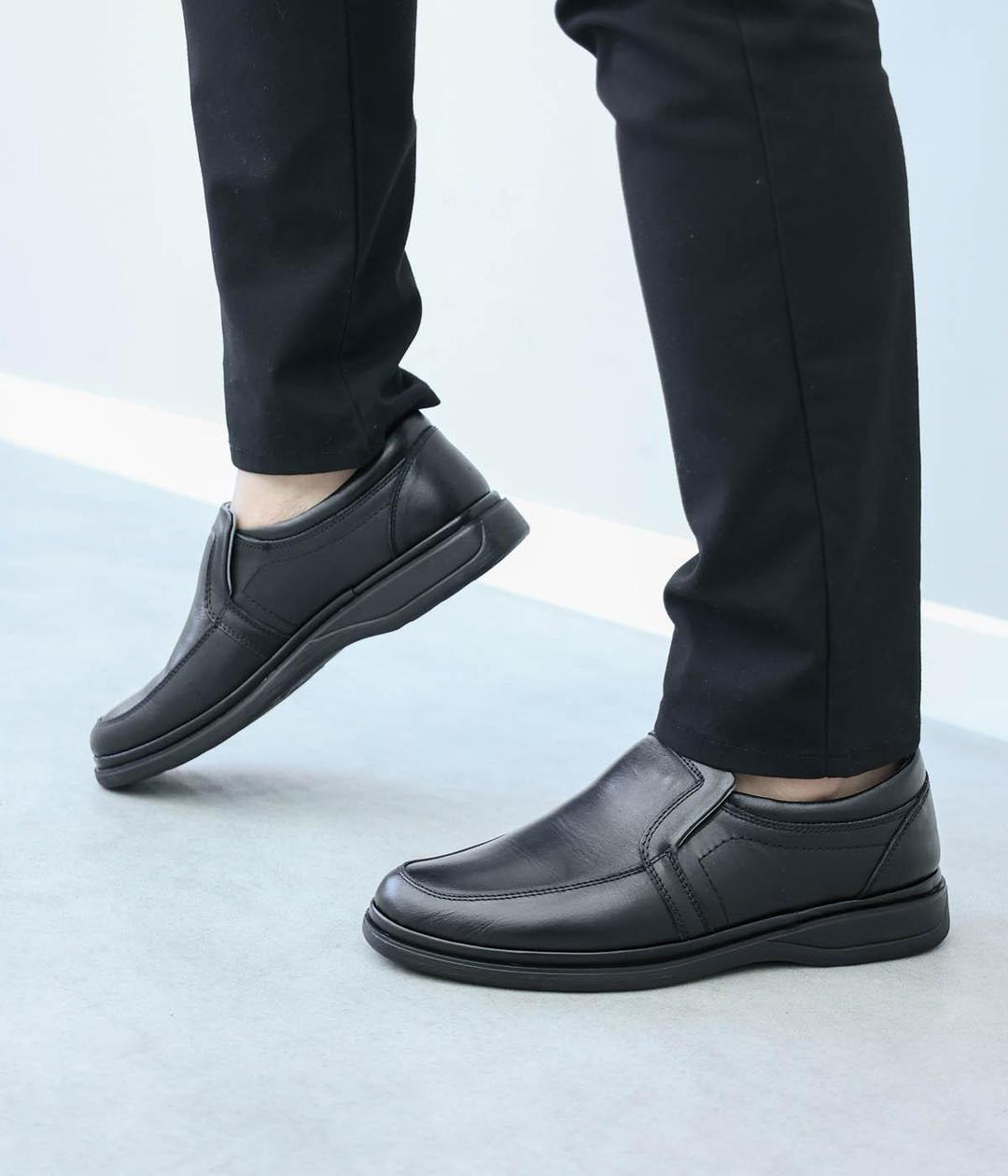 Genuine Leather Orthopedic Black Man Casual Shoe 662MA209