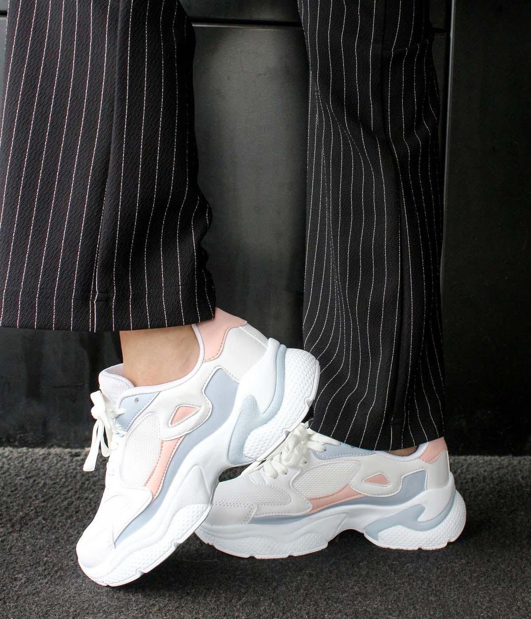 Beyaz Mavi Pudra Kadın Sneaker Ayakkabı 666ZA152