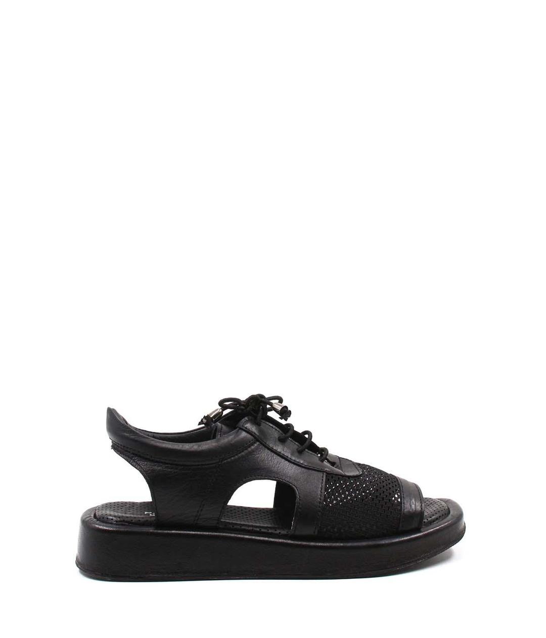 Genuine Leather Black Woman Classical Sandals 710ZA297