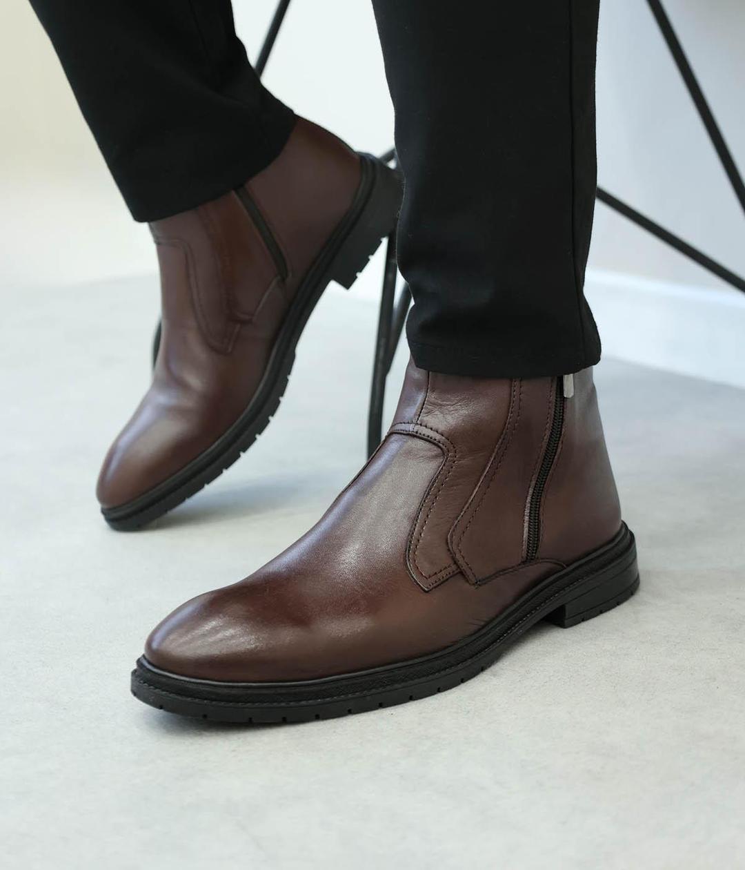 Genuine Leather Furry Brown Man Classical Boot 711KMA218