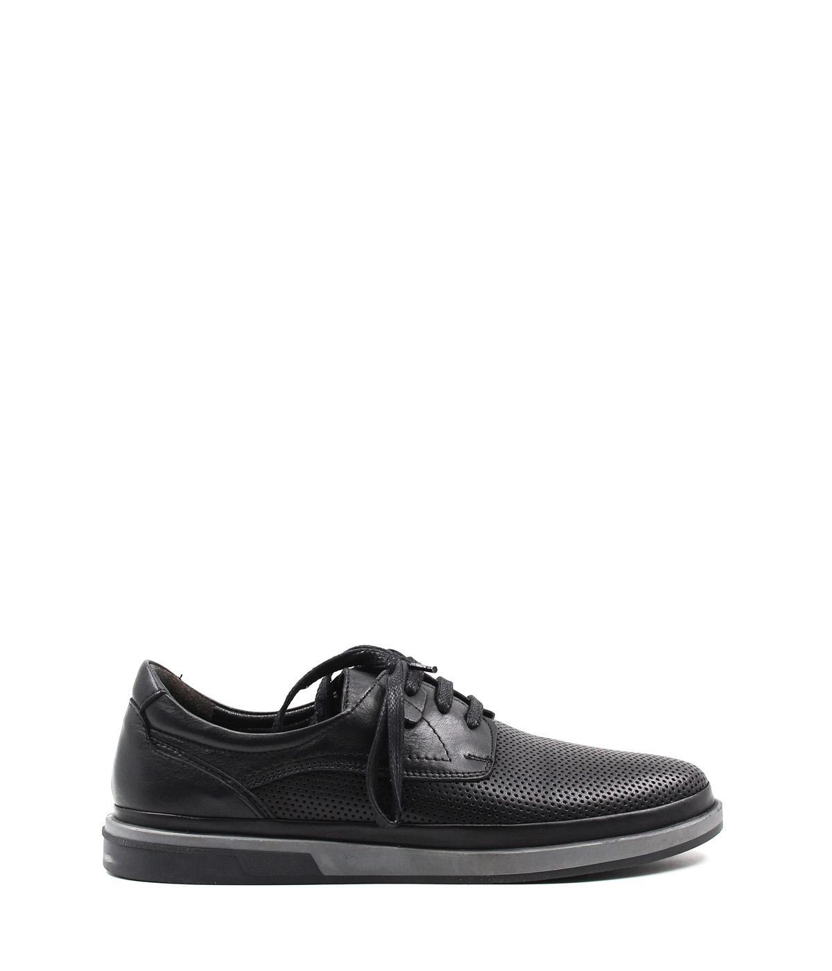 Genuine Leather Black Man Casual Shoe 711MA140-2291