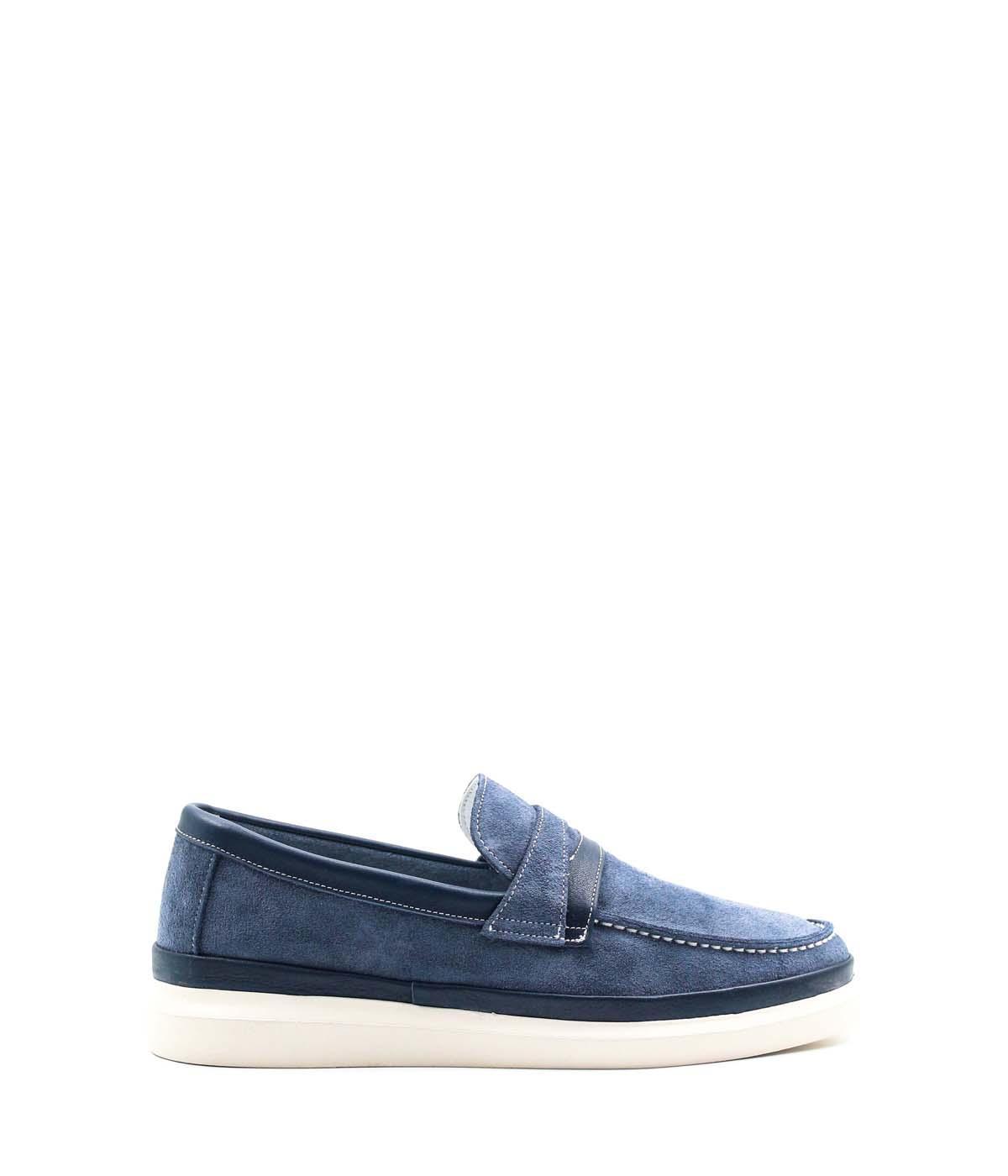 Genuine Leather Blue Suede Man Casual Shoe 722MA468