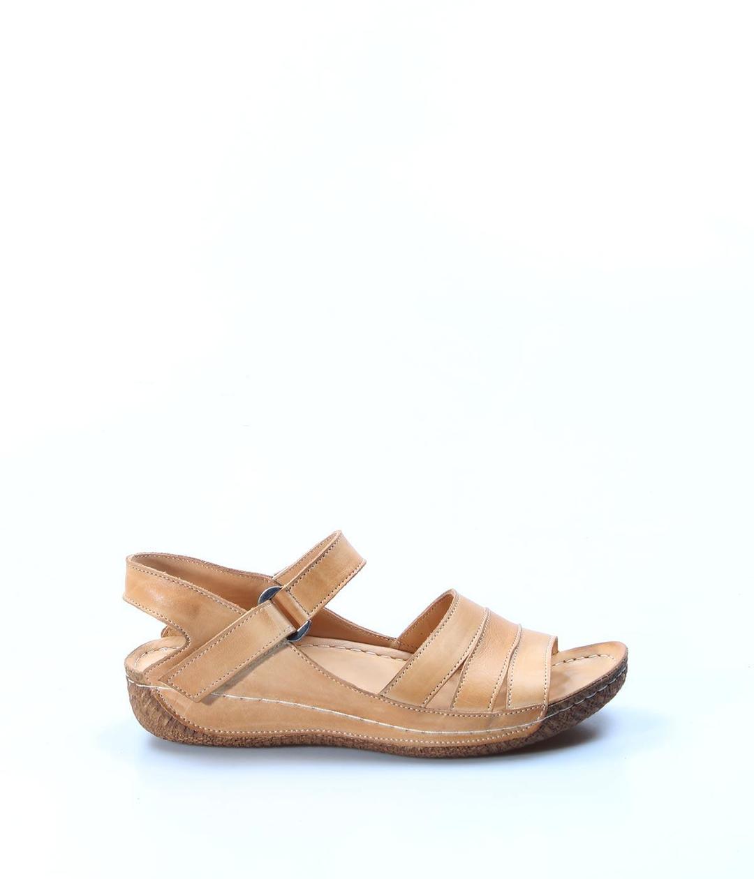 Genuine Leather Beige Woman Classical Sandals 763ZA05