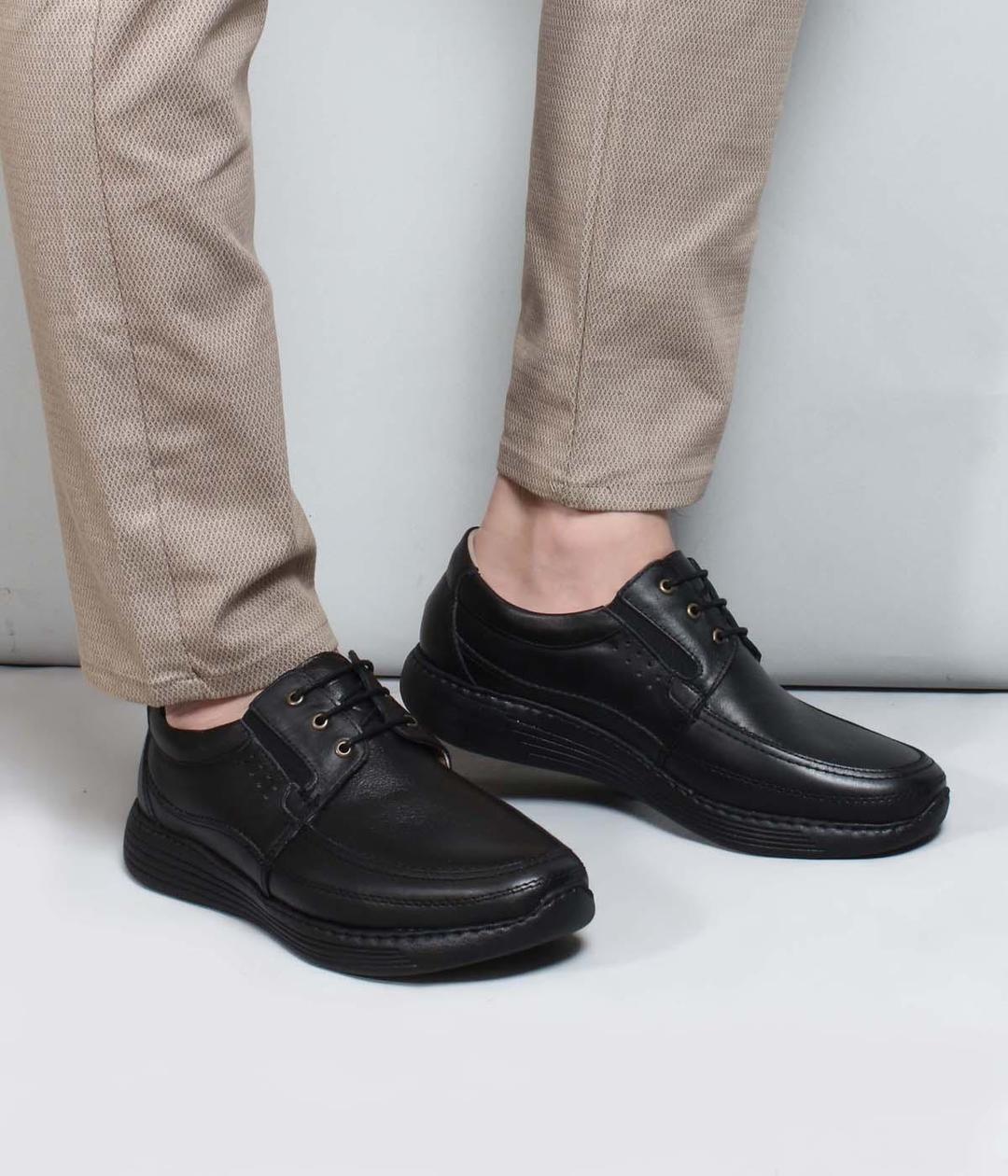 Genuine Leather Orthopedic Black Man Casual Shoe 951MA203