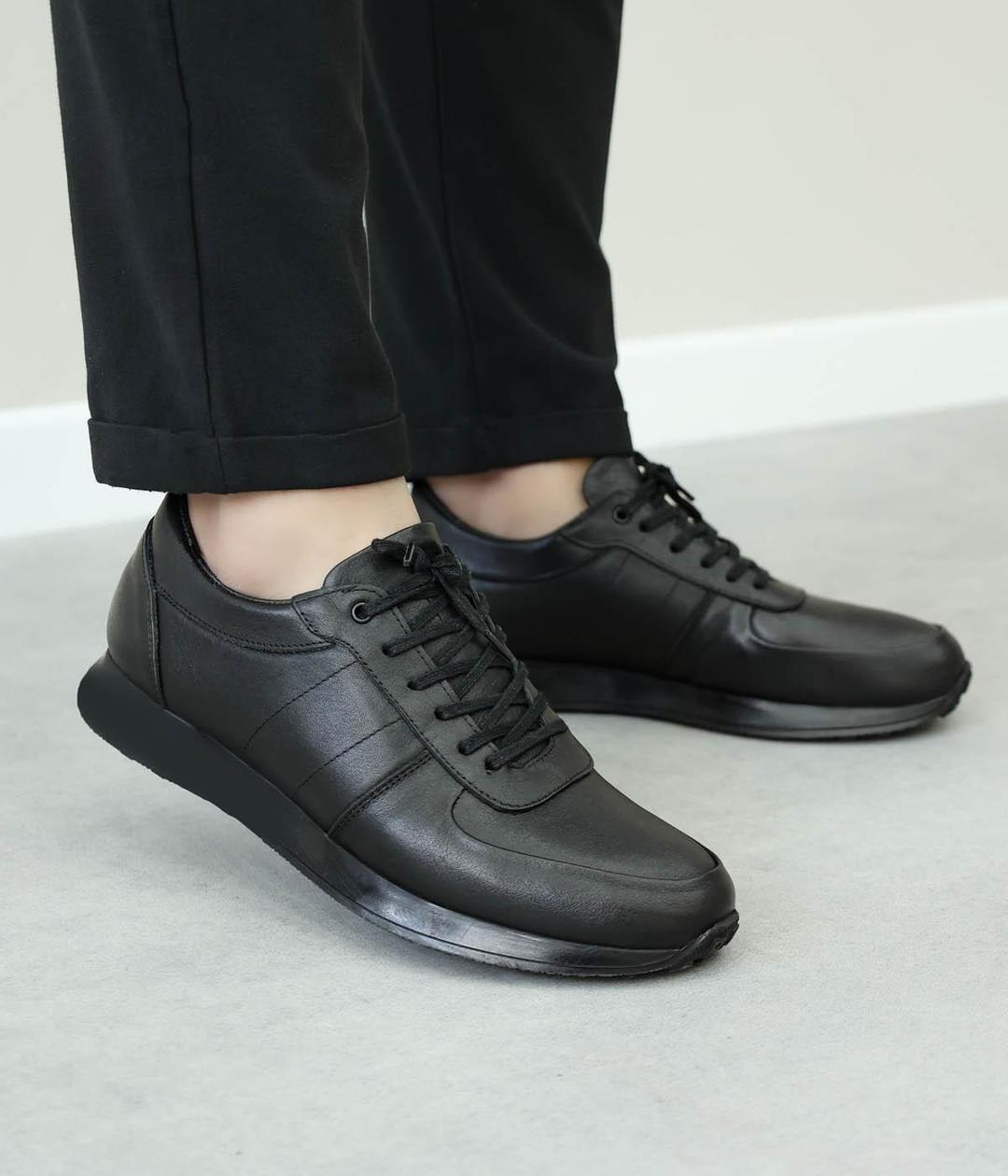 Genuine Leather Black Man Sport Shoe 951MA555