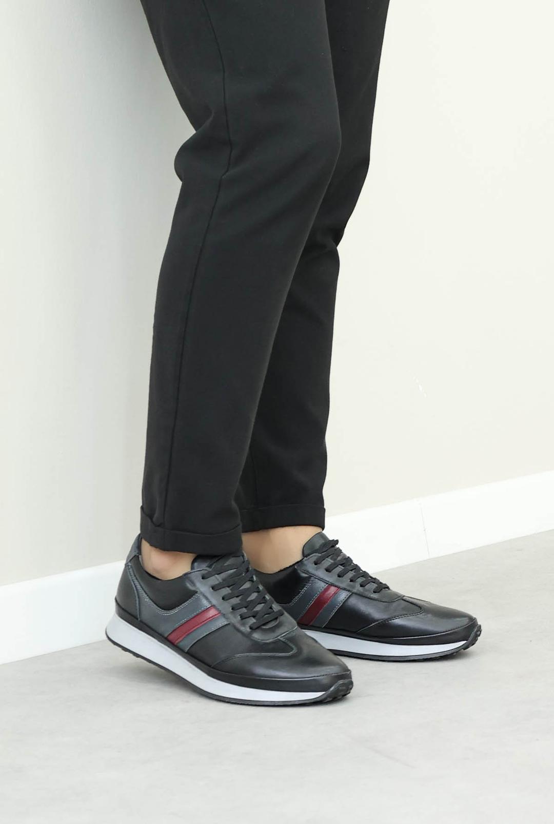 Genuine Leather Black Man Sport Shoe 951MA6520