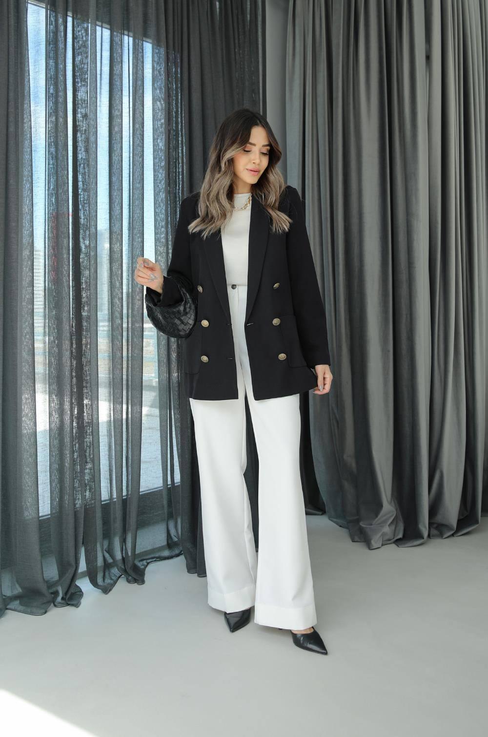 High Waist Wide Leg White Palazzo Pants