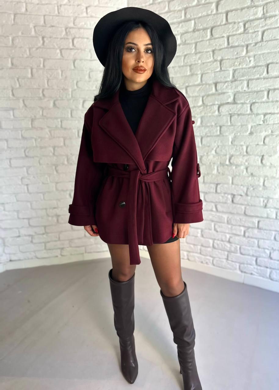 Belted Short Wool Coat