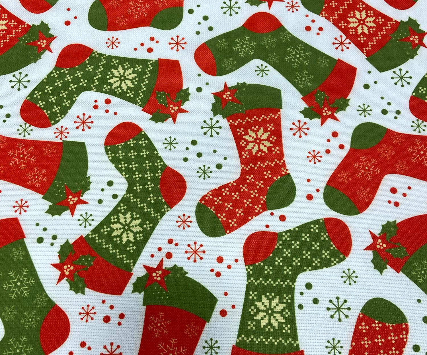 CHRISTMAS SOCKS DIGITAL PRINT FABRIC - WHITE