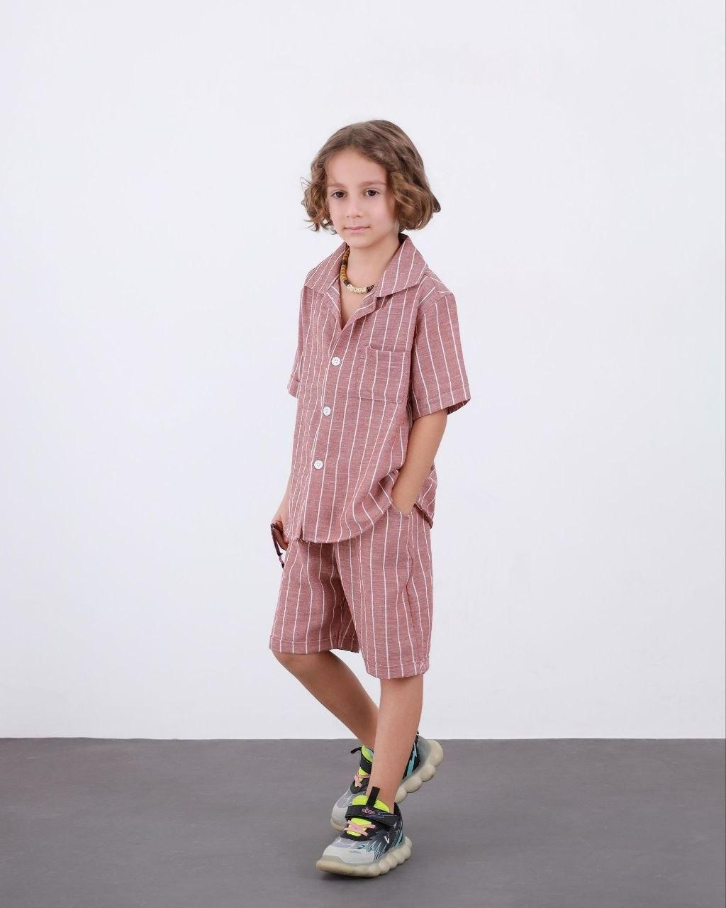 Summer Style Signature: Striped Linen Textured Kids Shorts Sets