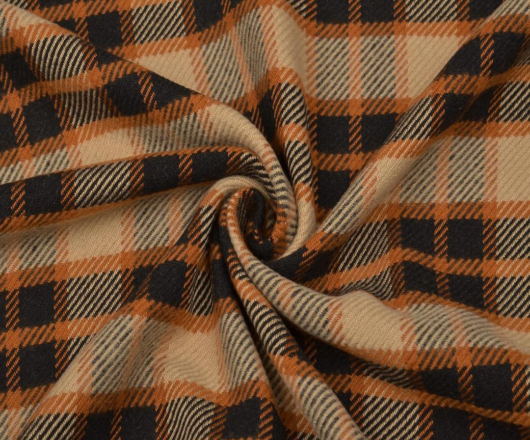 WOOL PLAID FABRIC - CINNAMON