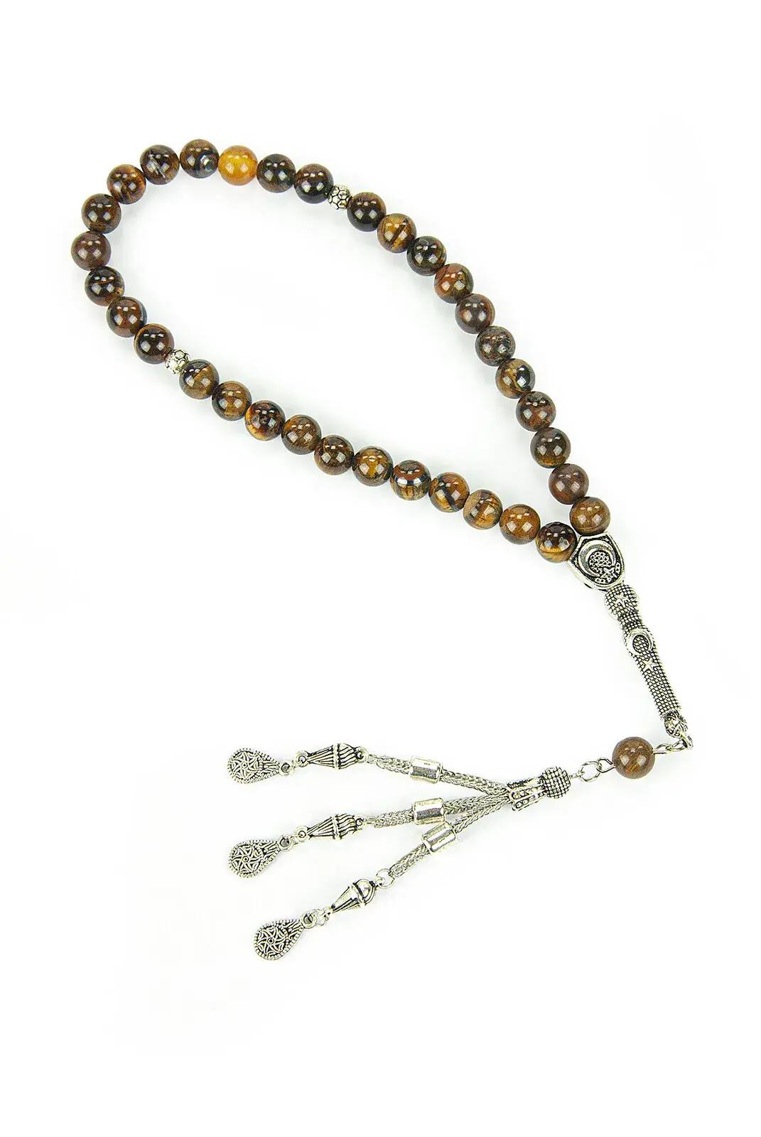 33 Bead Brown Natural Tiger's Eye Stone Prayer Beads