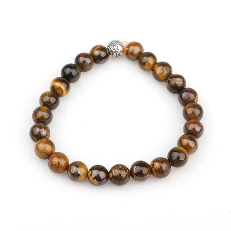 10 Pcs Natural Tiger's Eye Stone Bracelet - 8 mm