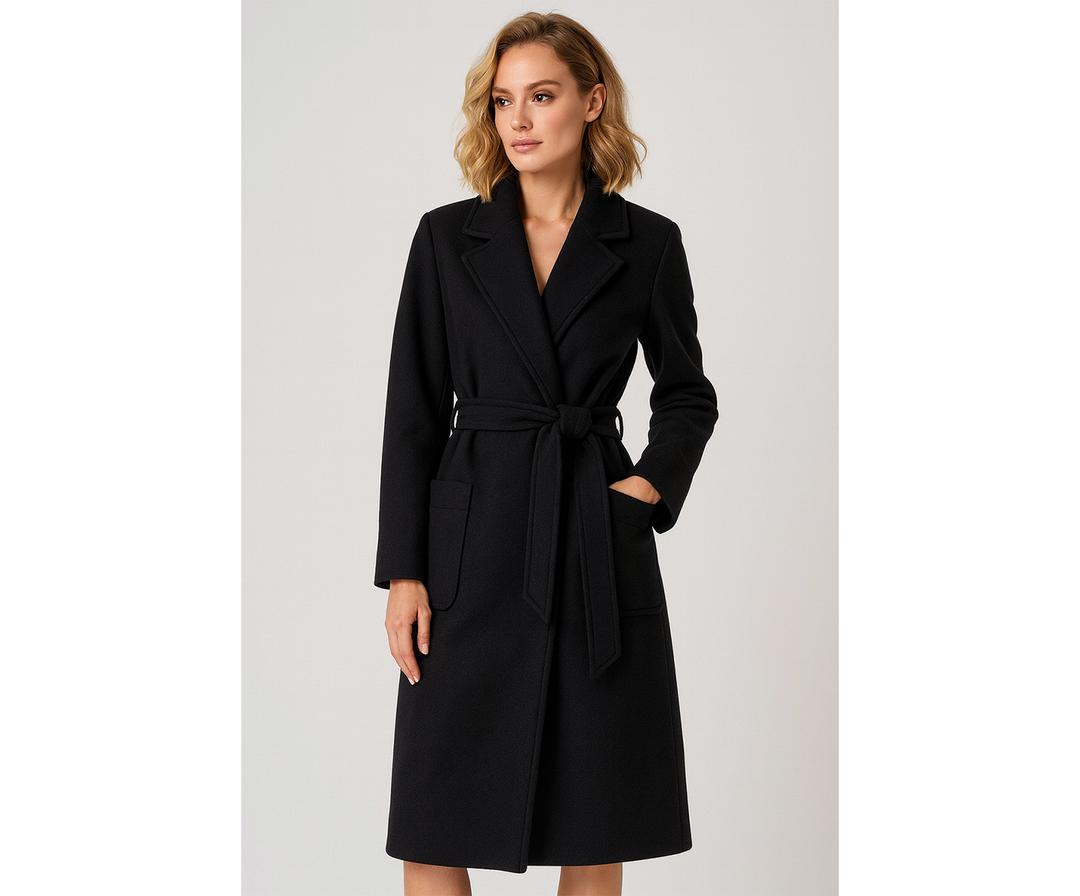 CASHMERE EFFECT WOOL COAT FABRIC - NAVY BLUE