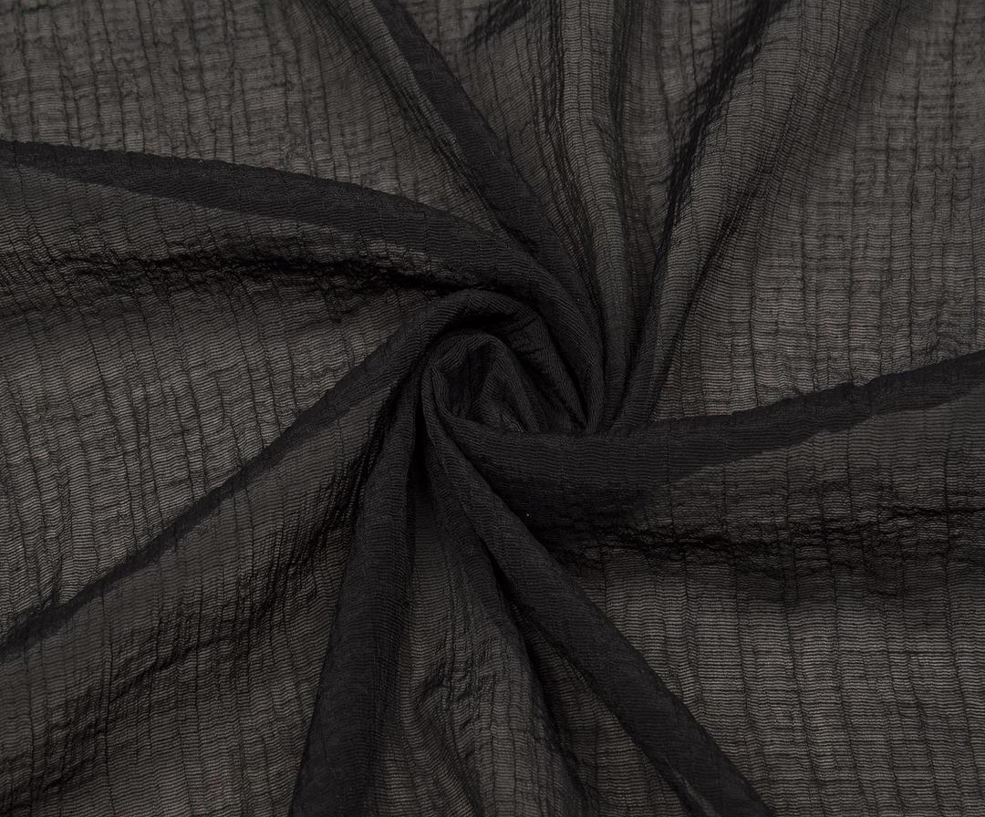 GOFRE CHIFFON FABRIC - BLACK