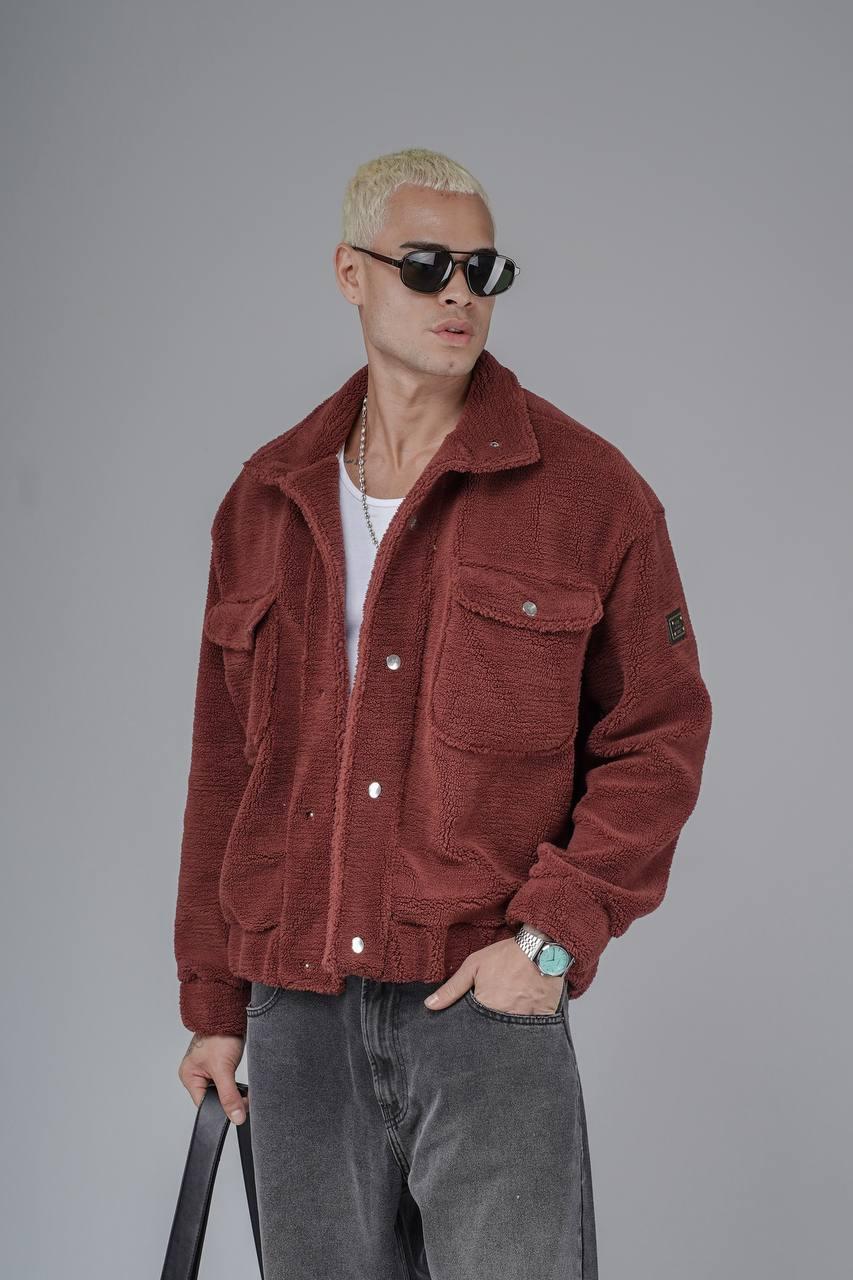 Bordo Sherpa Kargo Cep Ceket