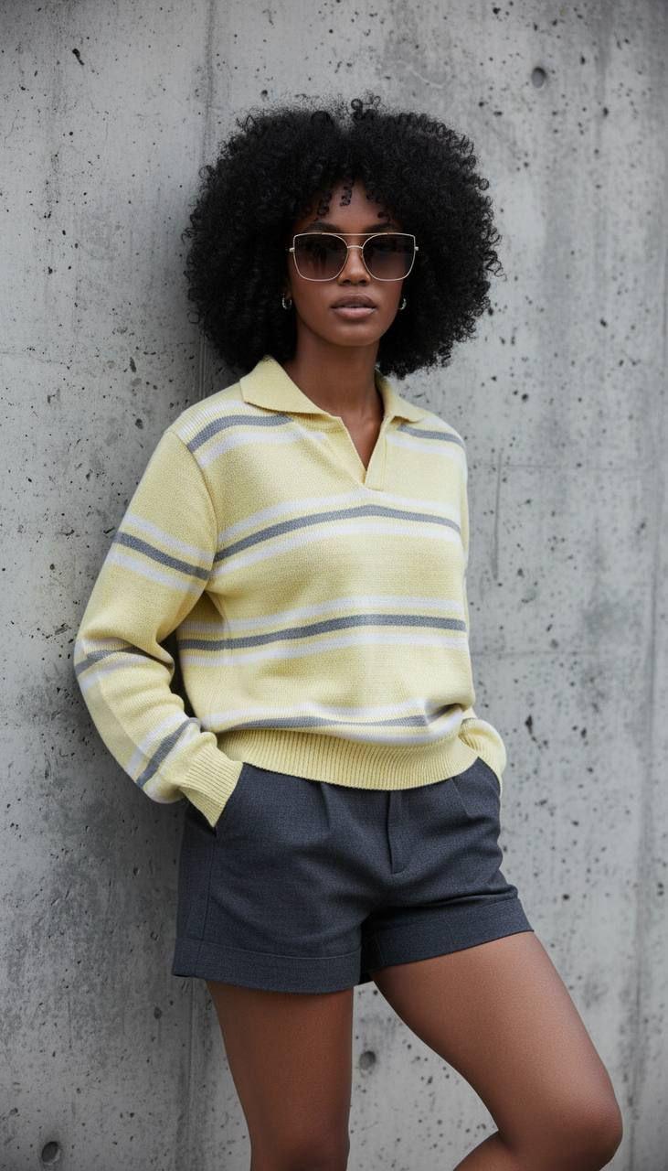 Striped Polo Neck Knitwear Collection