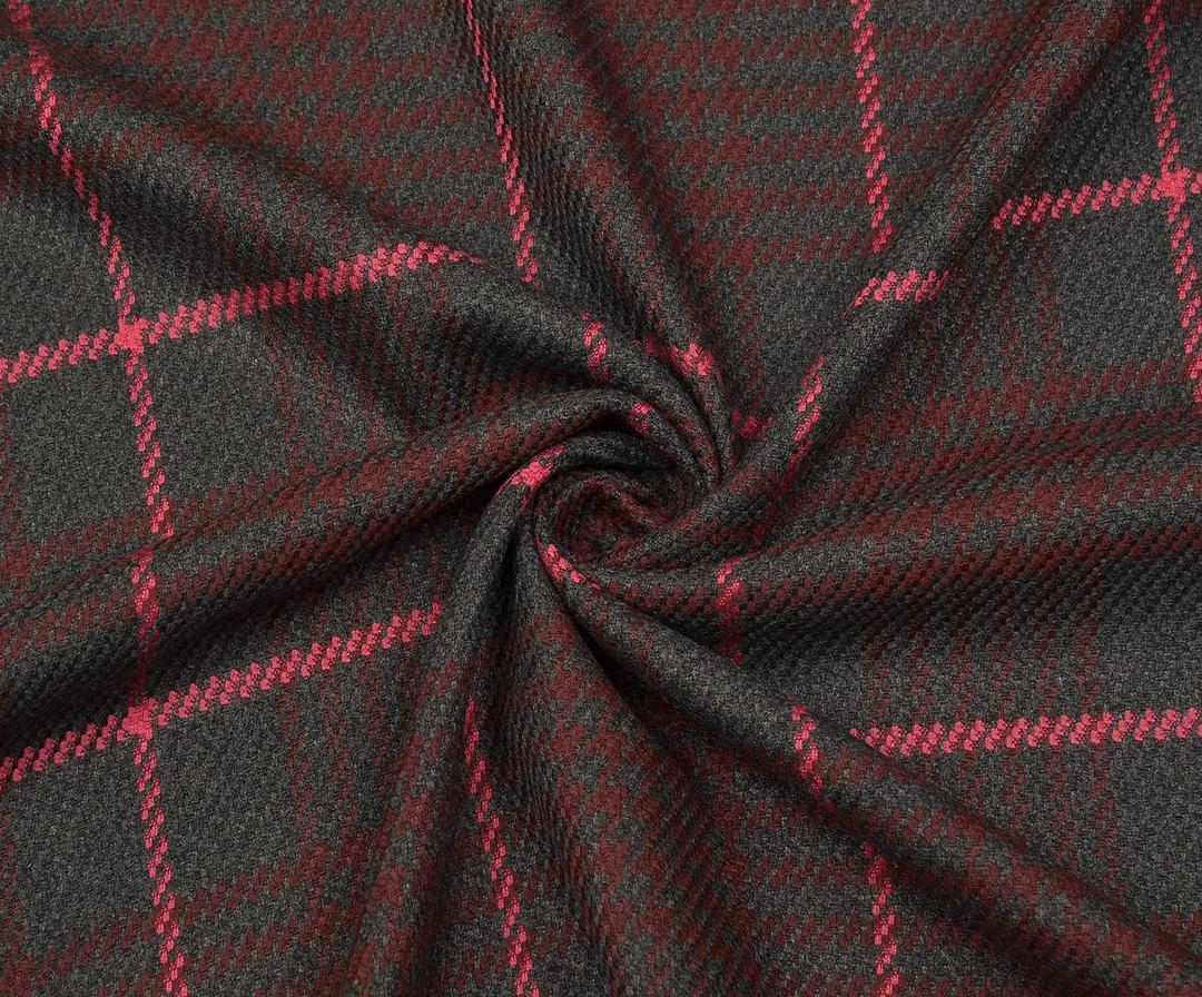 TWEED PLAID FABRIC - GREY