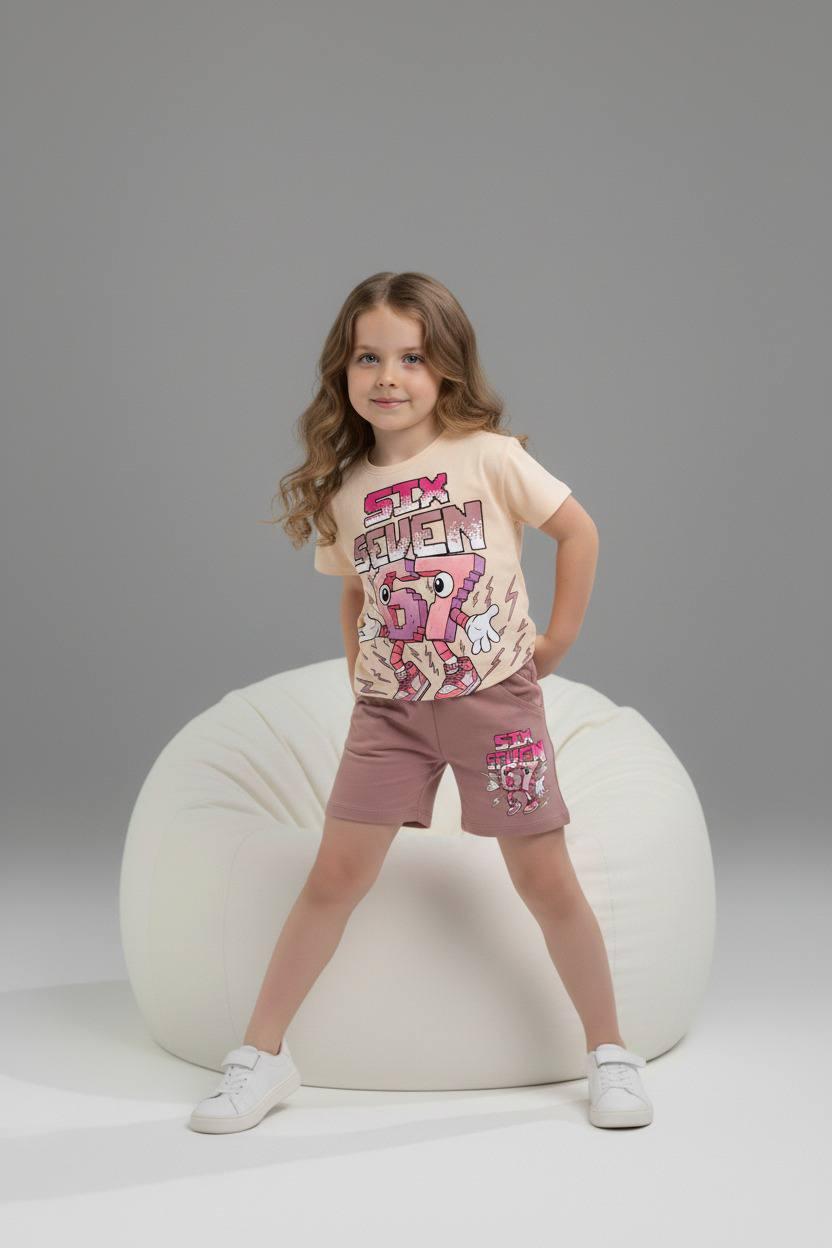 Dynamic and Stylish "Six Seven" Shorts Sets for Kids