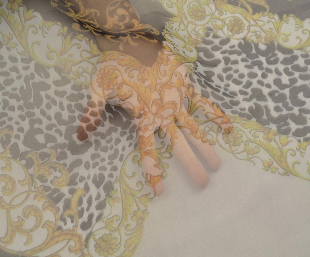 ШИФОН ИЗ ОРГАНЗЫ С РИСУНКОМ - ЖЕЛТЫЙ