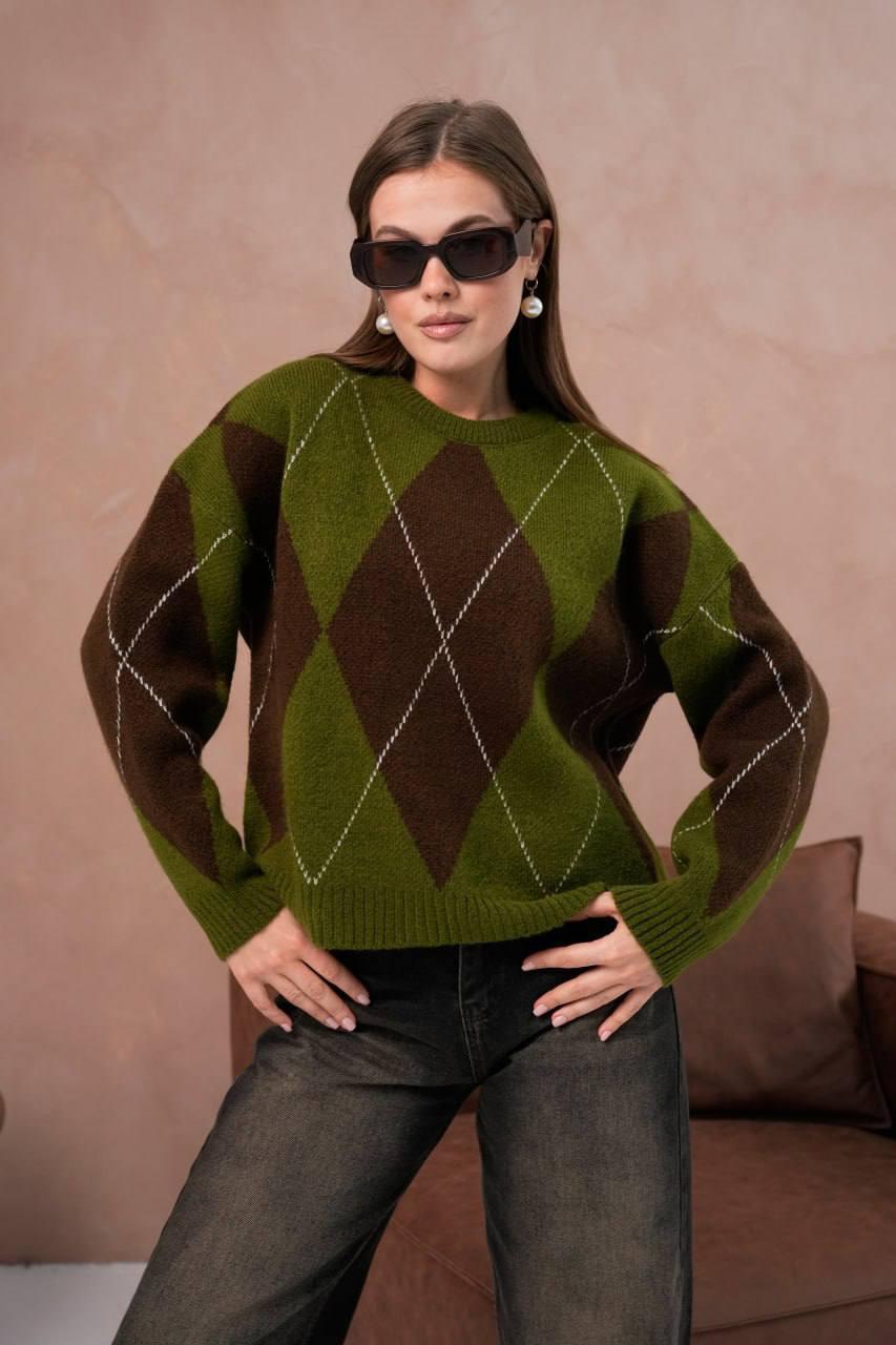 Argyle Patterned Knit Sweaters