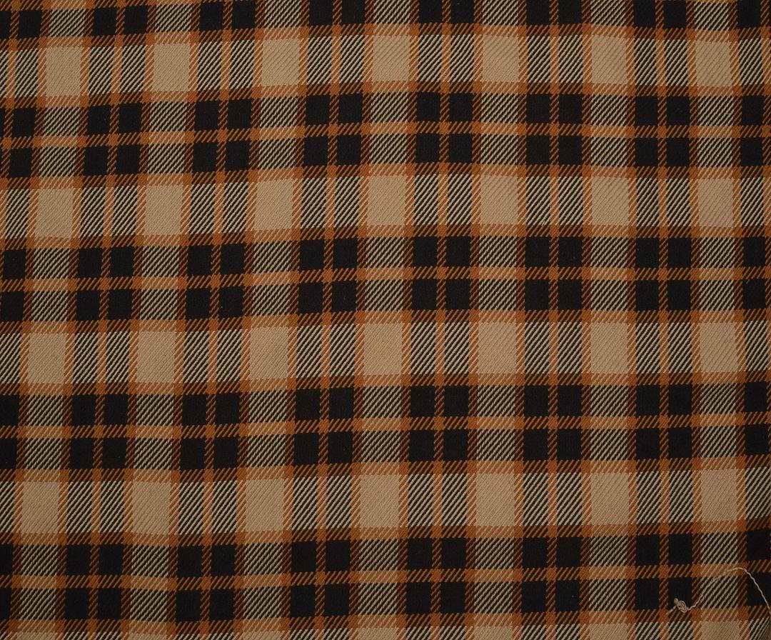WOOL PLAID FABRIC - CINNAMON