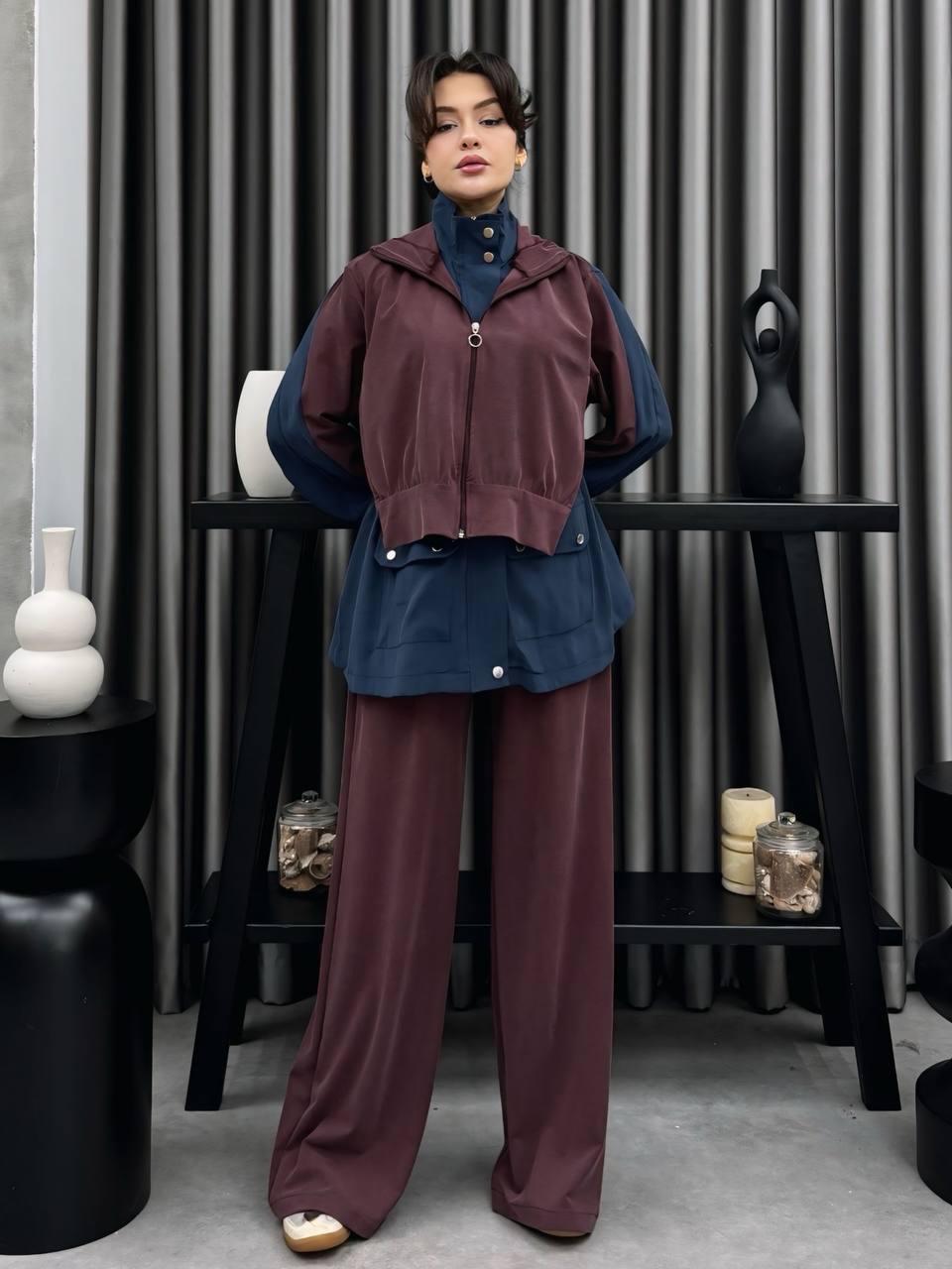 Loft Series - Three-Piece Combination Sportswear Set (Burgundy & Navy)