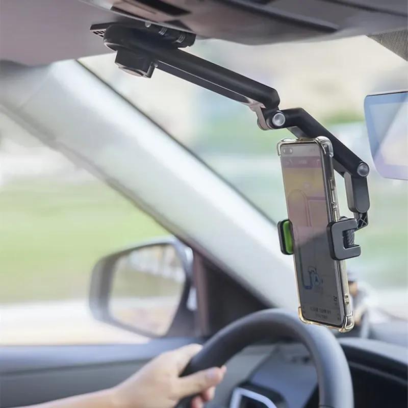 Car Rearview Mirror or Sun Visor Mounted Phone Holder 360 Degree Rotatable Phone Stand