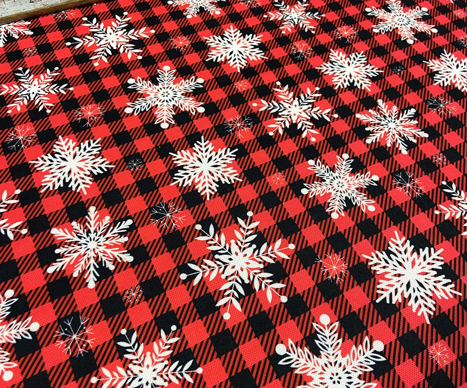 CHRISTMAS SNOWFLAKE PLAID DIGITAL PRINT FABRIC - RED
