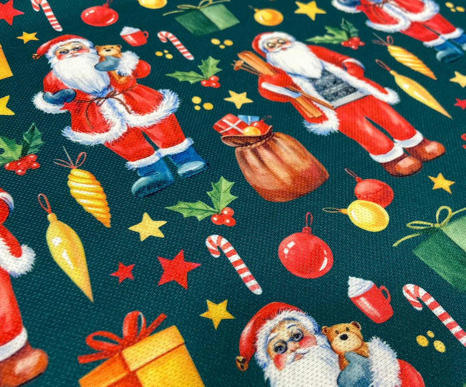 YILBAŞI NOEL BABA DİJİTAL BASKI KUMAŞ - YEŞİL