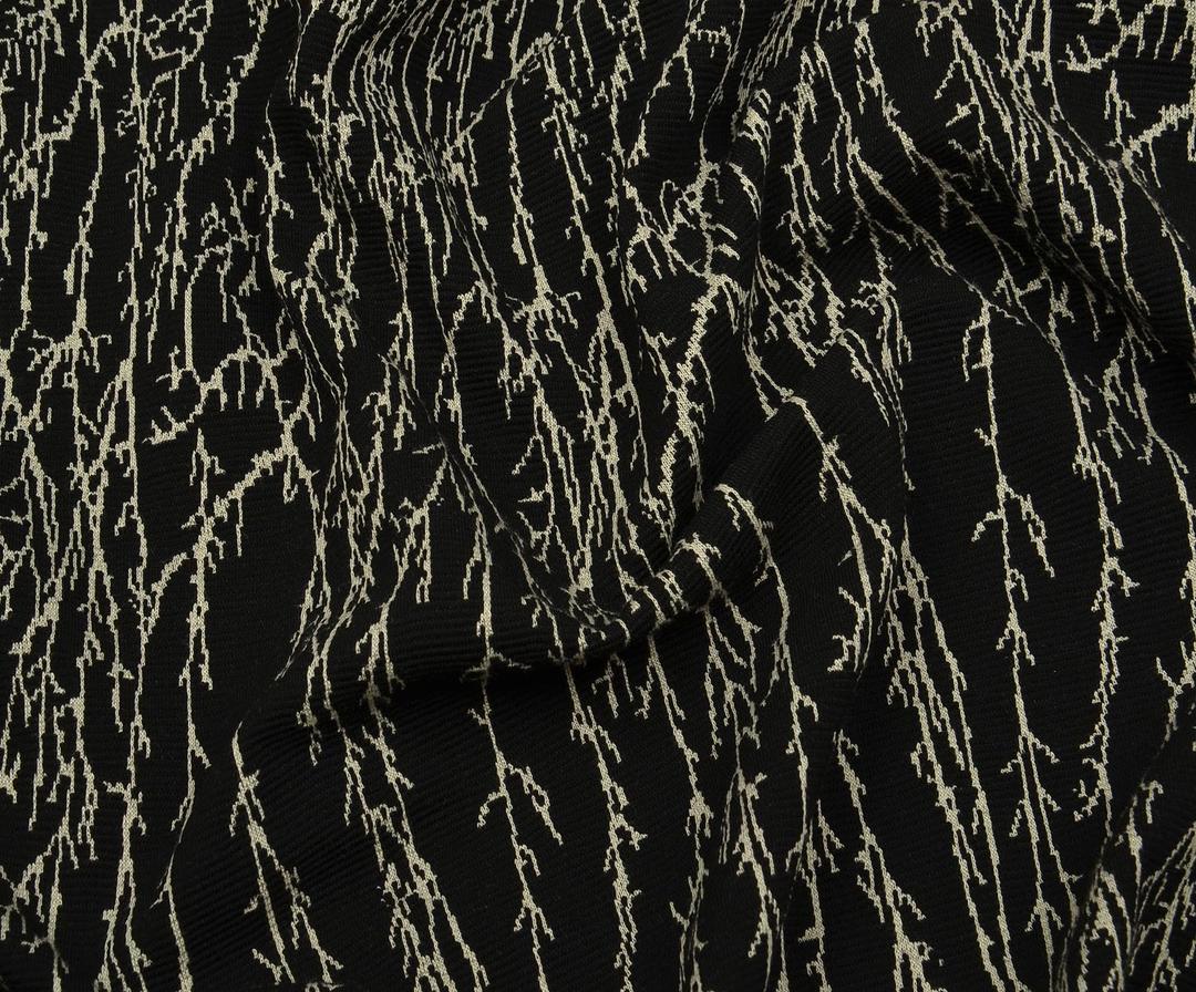BRANCH PATTERN KNITTED JERSEY FABRIC - BLACK