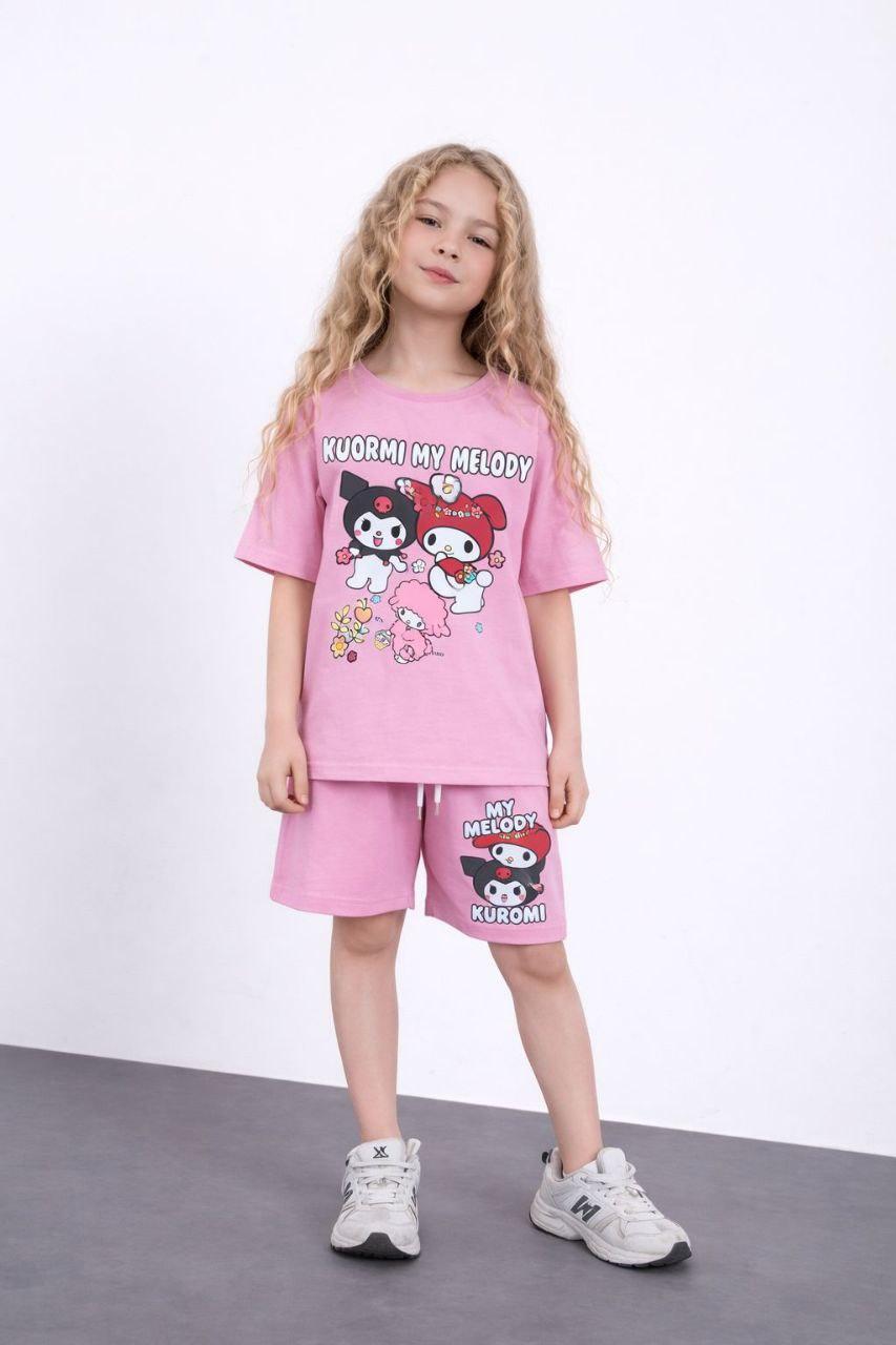 Kuromi and My Melody Themed Girls' Shorts Set