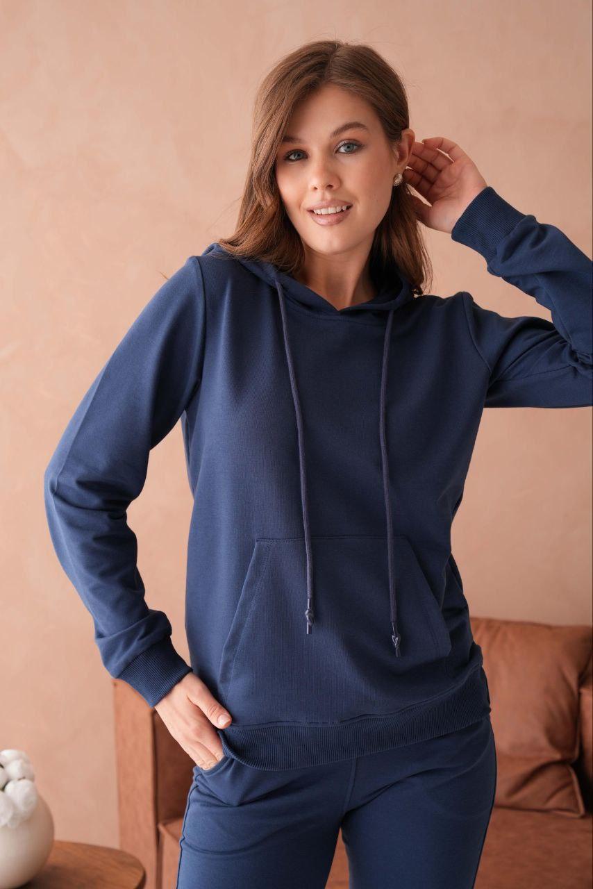 Kapüşonlu, Kanguru Cepli Sweatshirt ve Uyumlu Eşofman Altından Oluşan İki Parça Takım